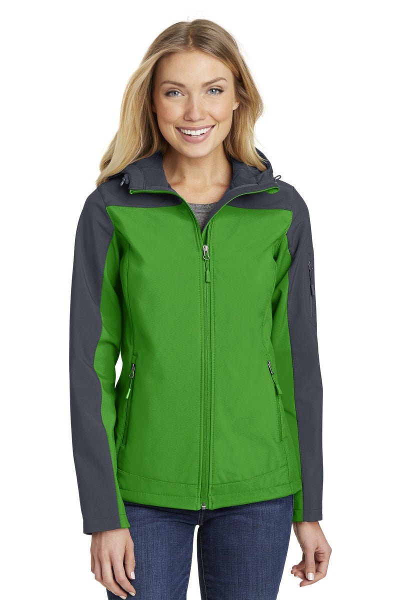 Port Authority Women's Hooded Core Soft Shell Jacket - Vine Green/ Battleship Grey