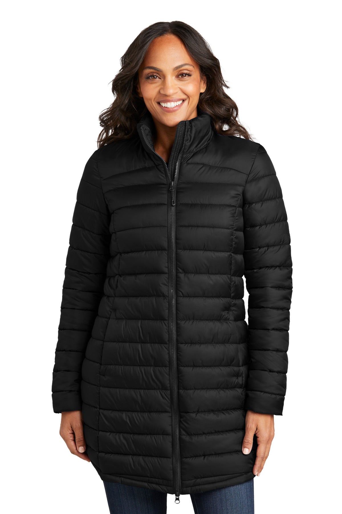 Port Authority Women's Horizon Puffy Long Jacket - Deep Black