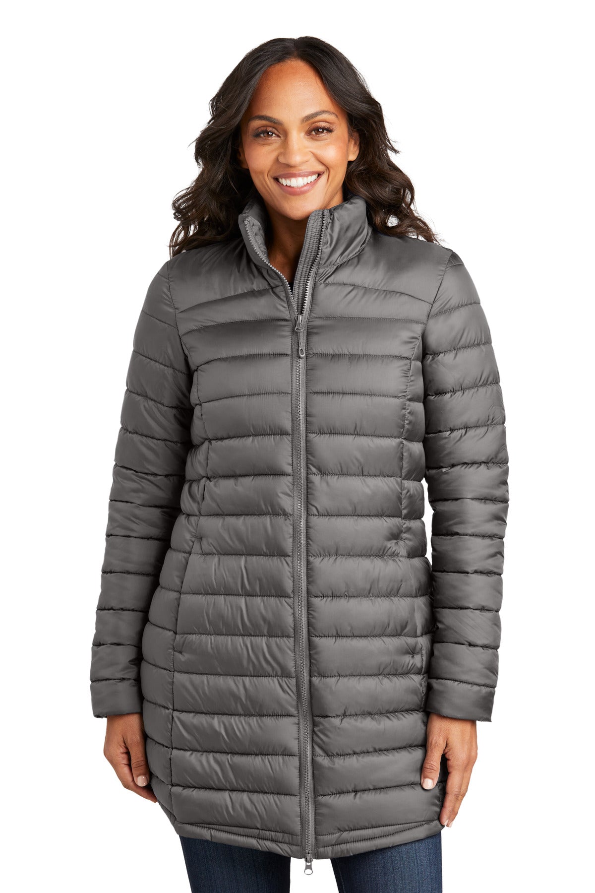 Port Authority Women's Horizon Puffy Long Jacket - Deep Smoke