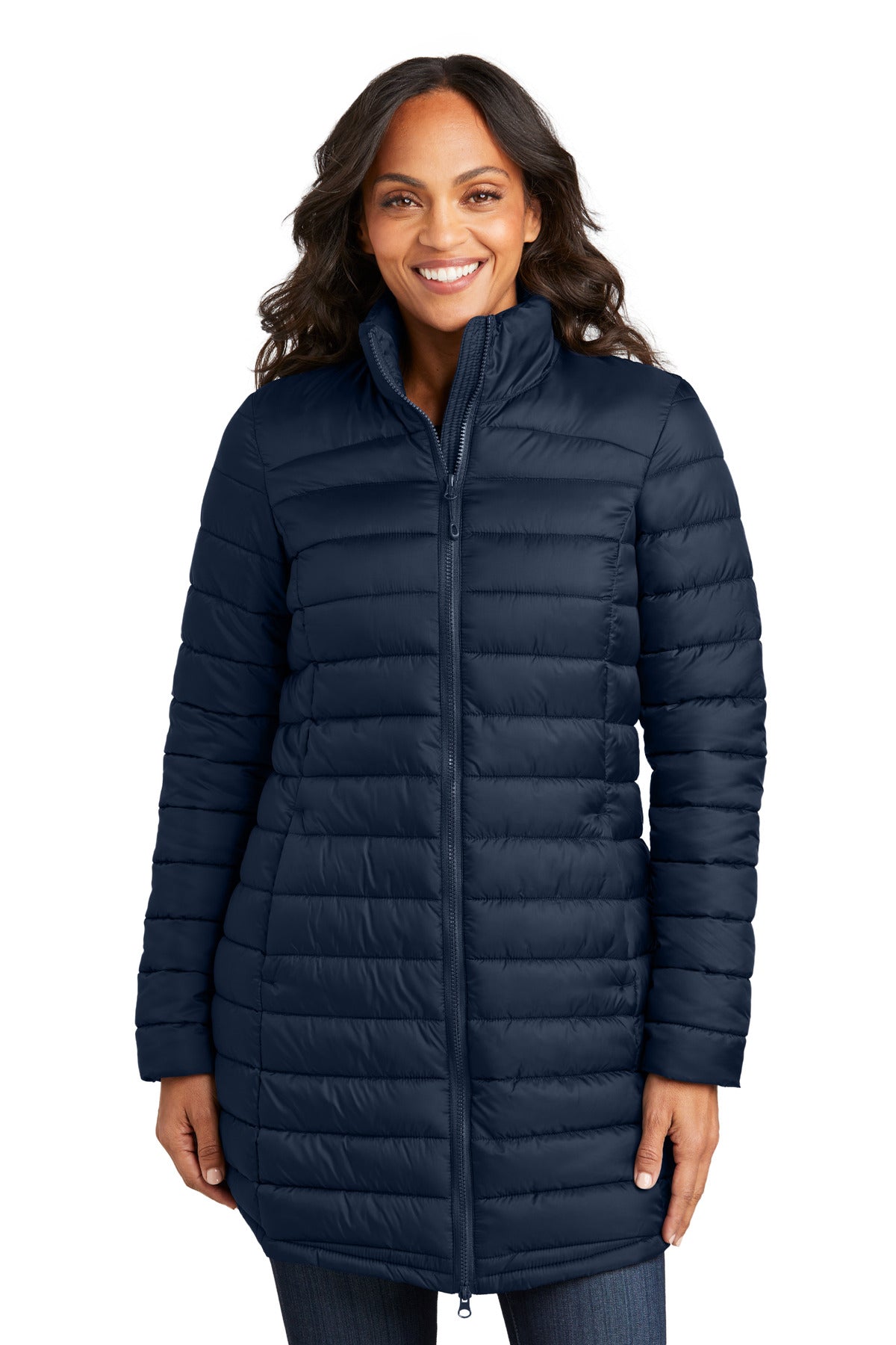 Port Authority Women's Horizon Puffy Long Jacket - Dress Blue Navy