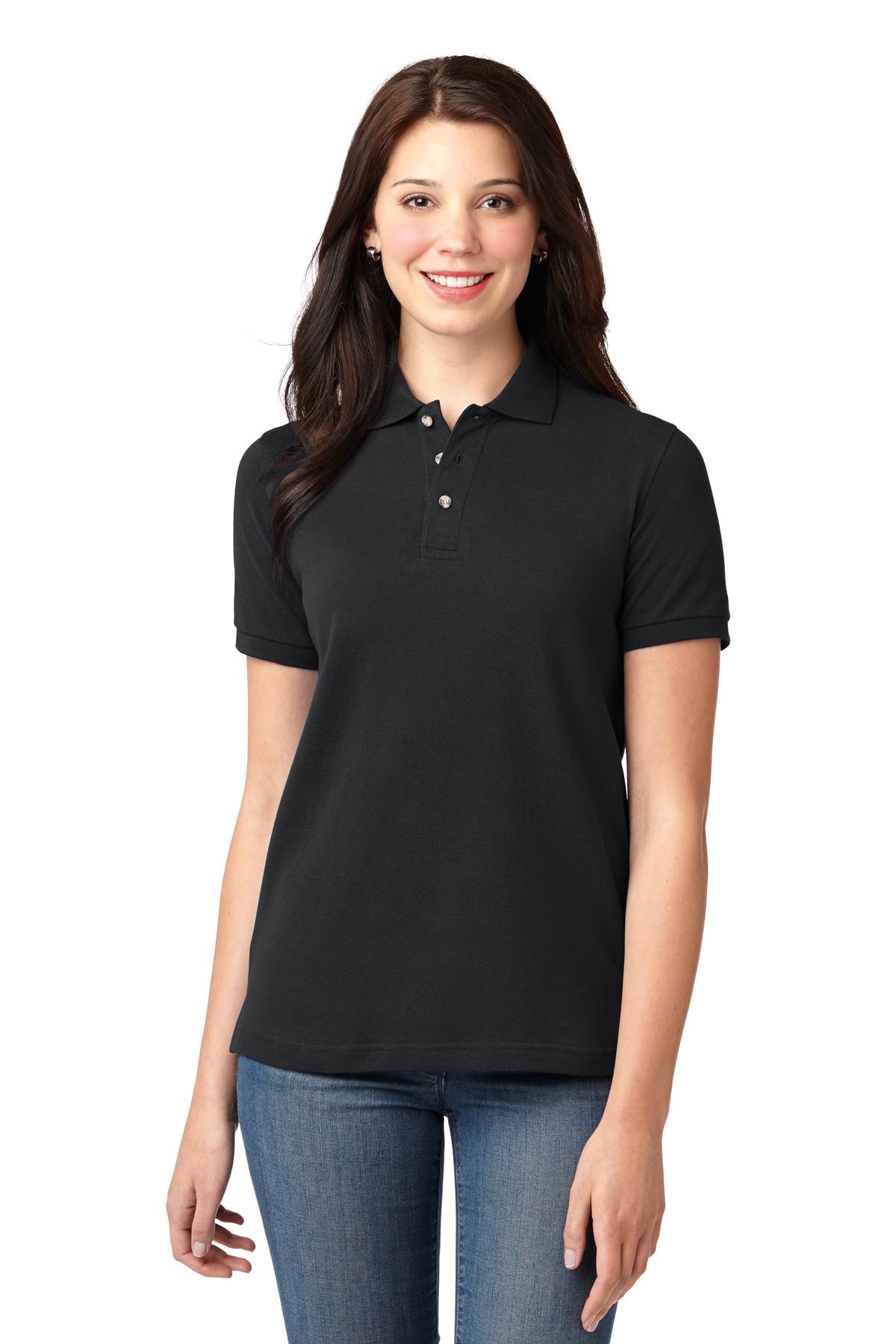 Port Authority Women's Heavyweight Cotton Pique Polo - Black