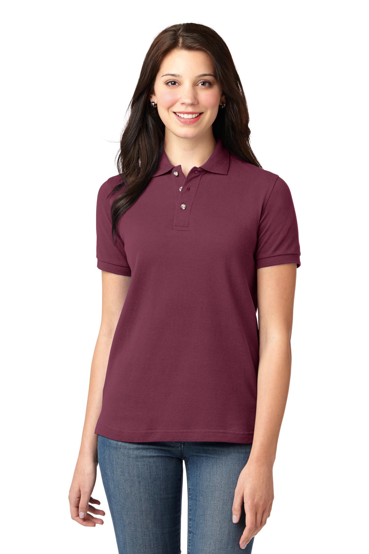 Port Authority Women's Heavyweight Cotton Pique Polo - Burgundy