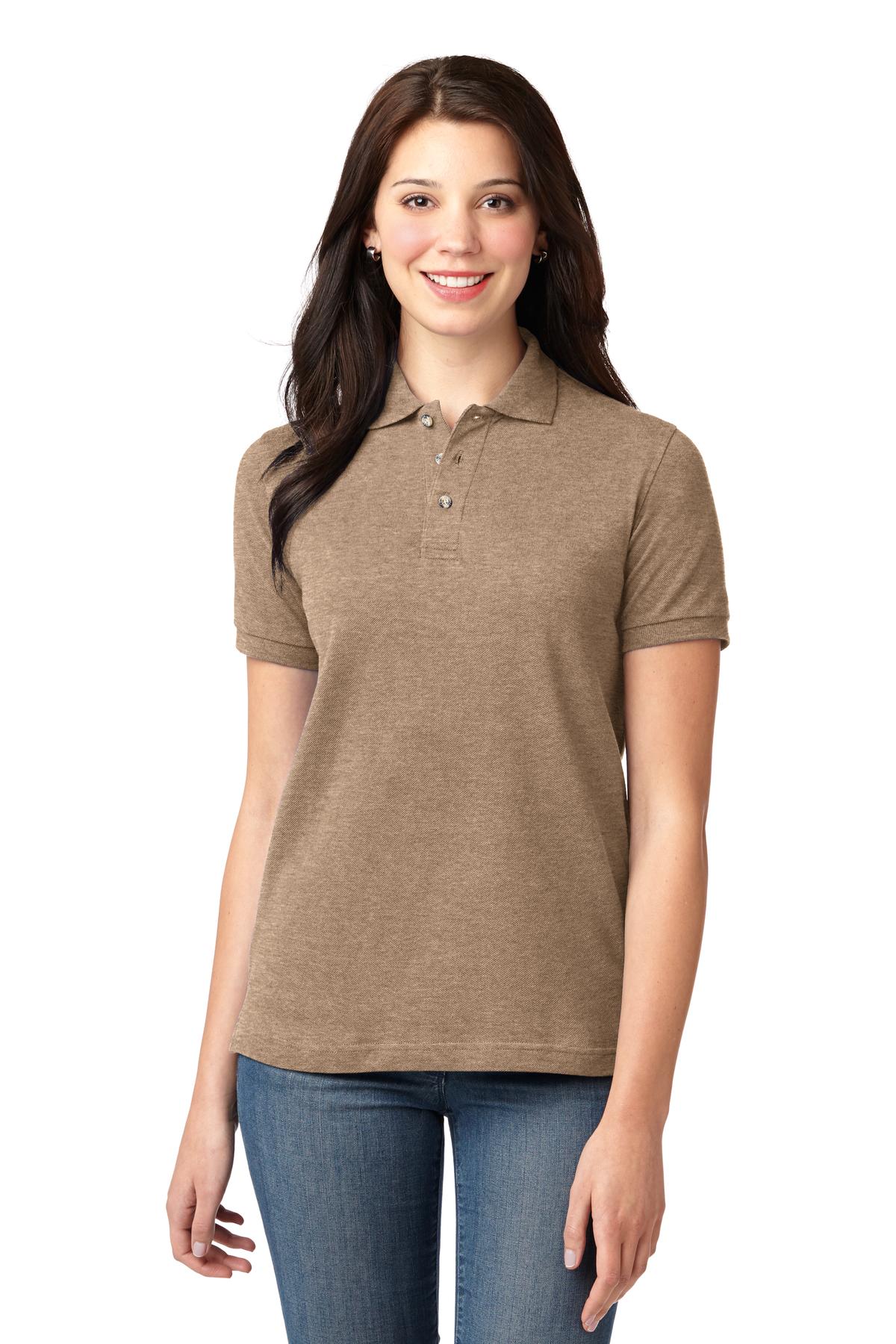 Port Authority Women's Heavyweight Cotton Pique Polo - Khaki Heather