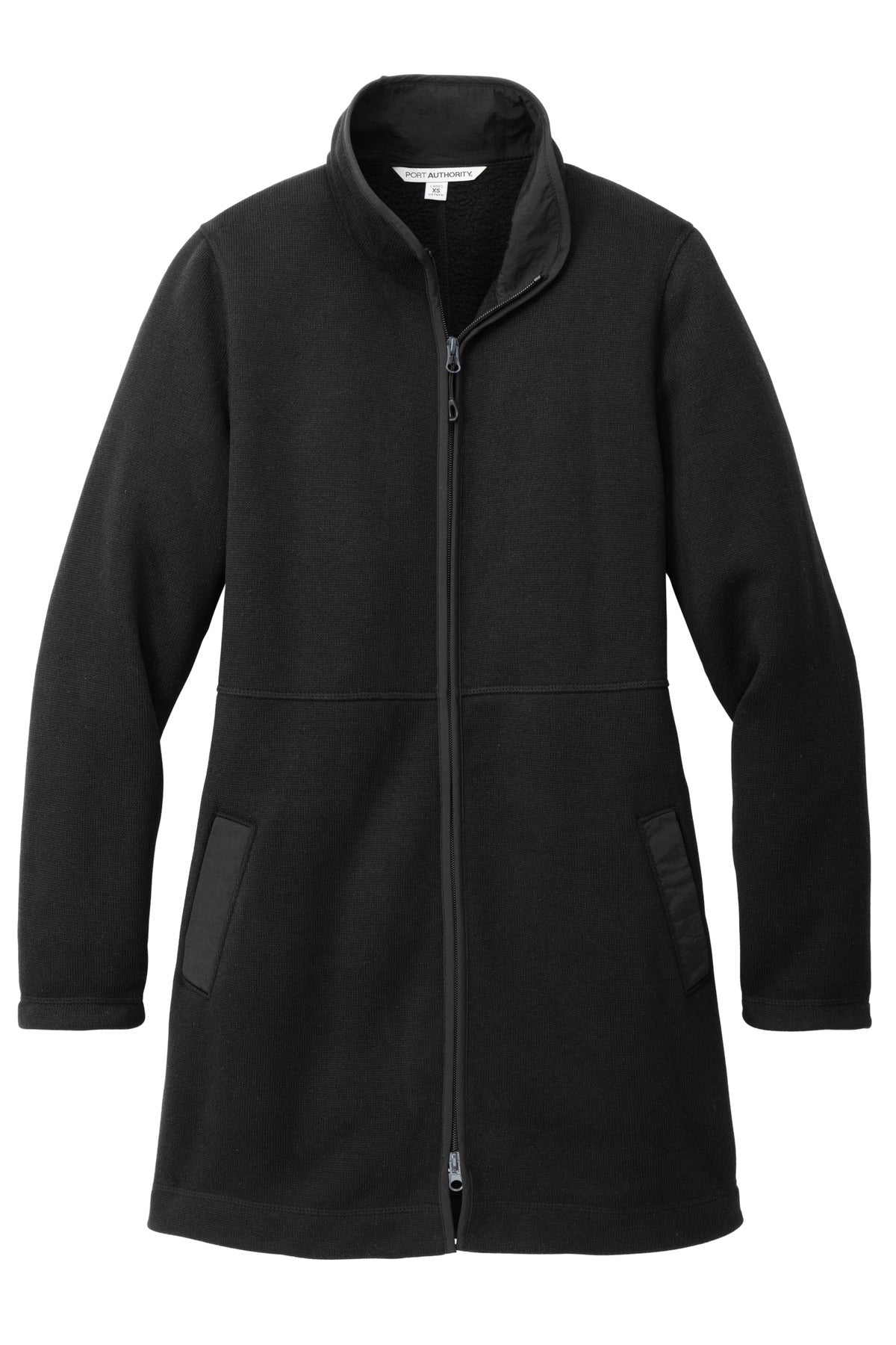 Port Authority Women's Arc Sweater Fleece Long Jacket - Deep Black
