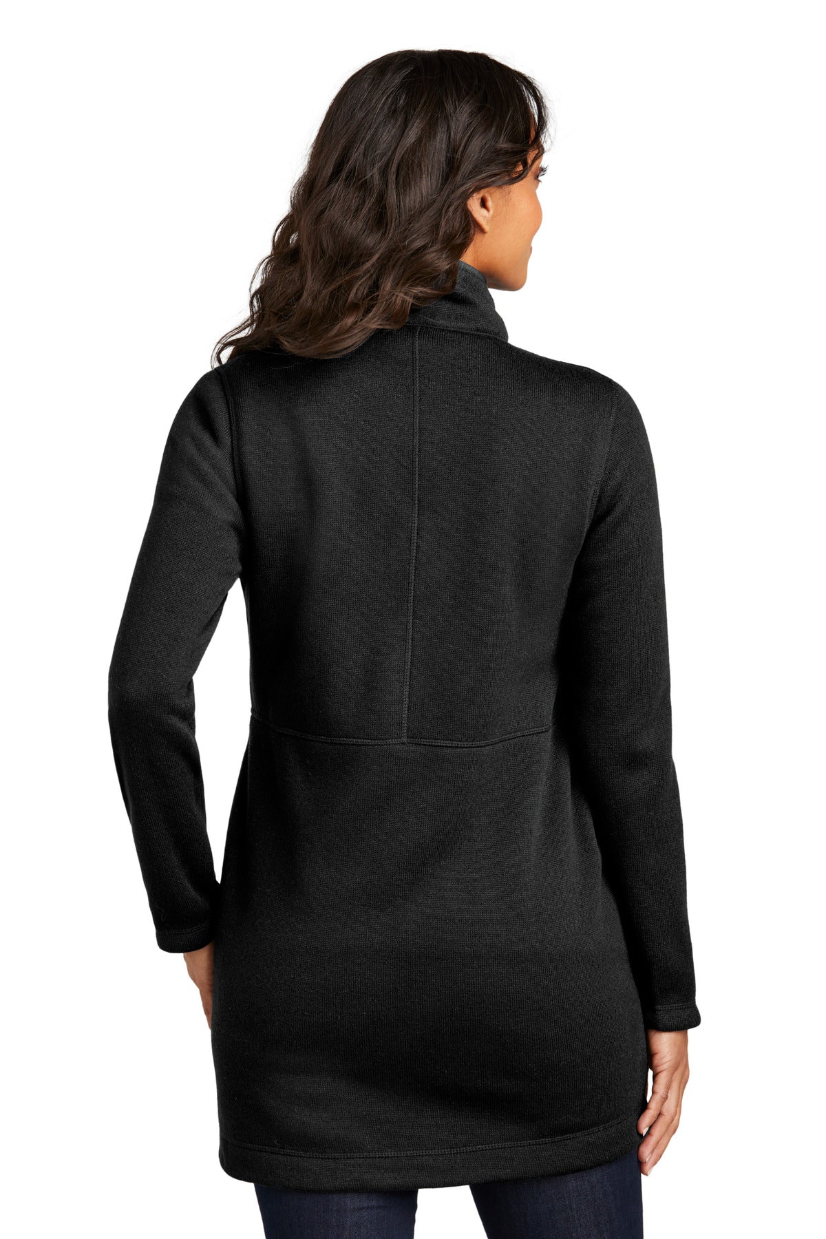 Port Authority Women's Arc Sweater Fleece Long Jacket - Deep Black