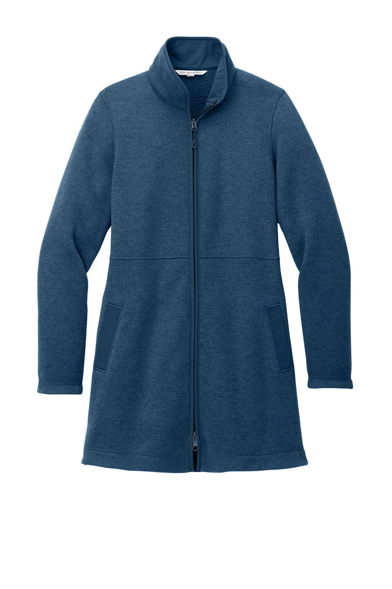 Port Authority Women's Arc Sweater Fleece Long Jacket - Insignia Blue Heather
