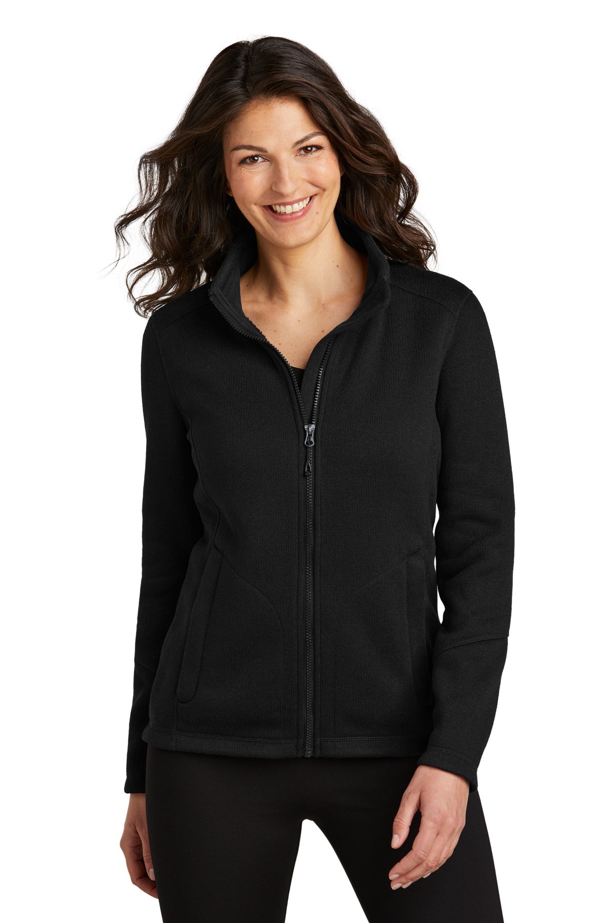 Port Authority Women's Arc Sweater Fleece Jacket - Deep Black