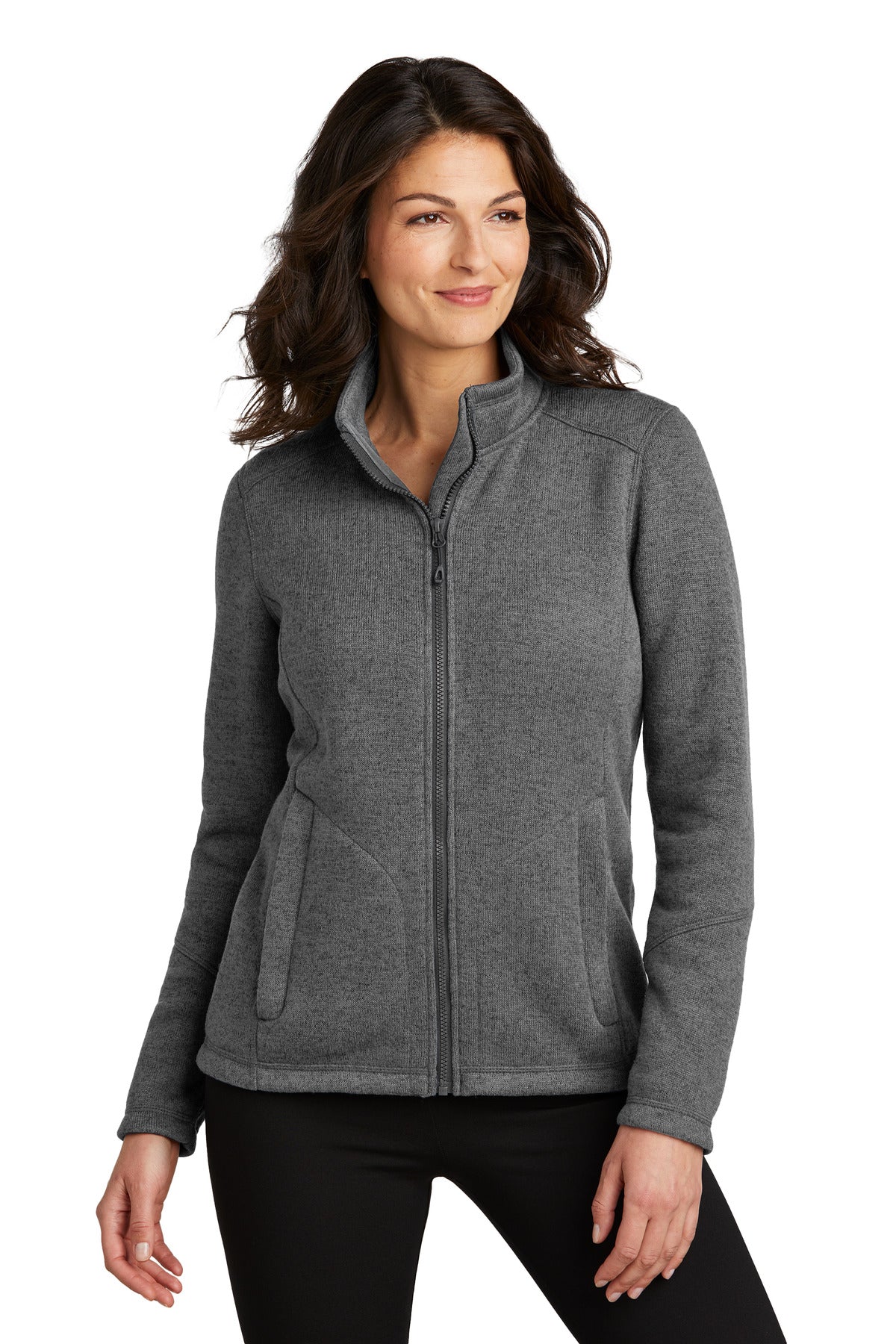Port Authority Women's Arc Sweater Fleece Jacket - Grey Smoke Heather