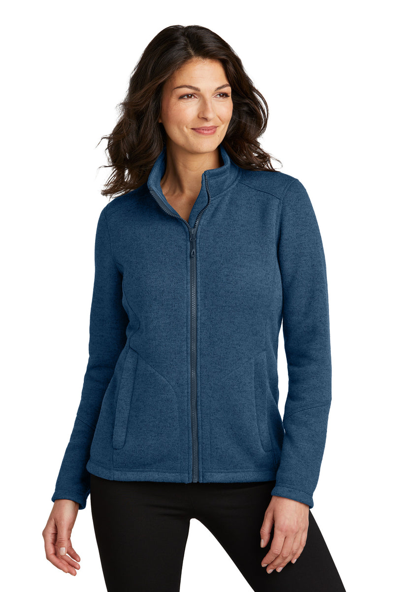 Port Authority Women's Arc Sweater Fleece Jacket - Insignia Blue Heather