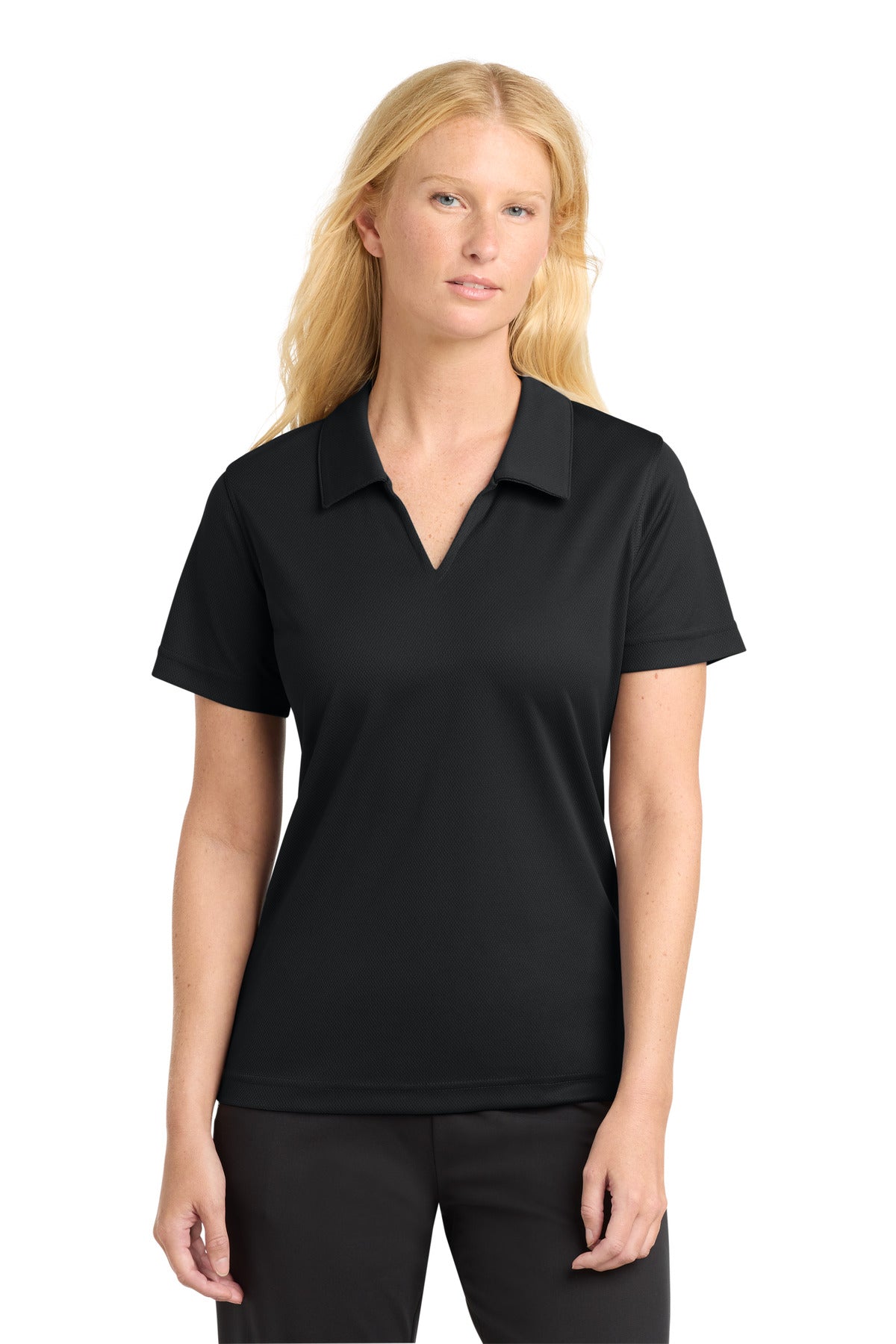 Sport-Tek Women's Dri-Mesh V-Neck Polo - Black
