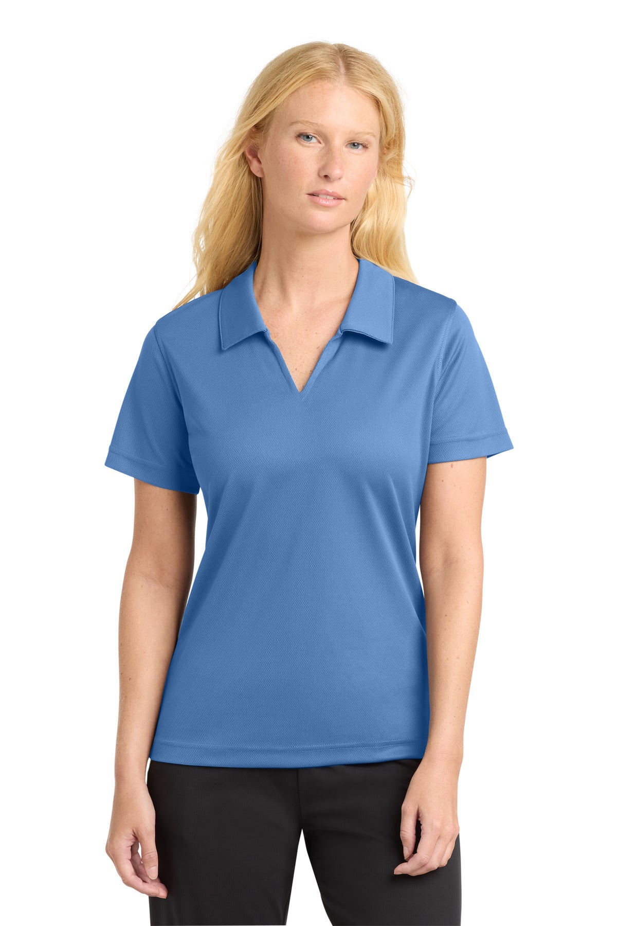 Sport-Tek Women's Dri-Mesh V-Neck Polo - Blueberry