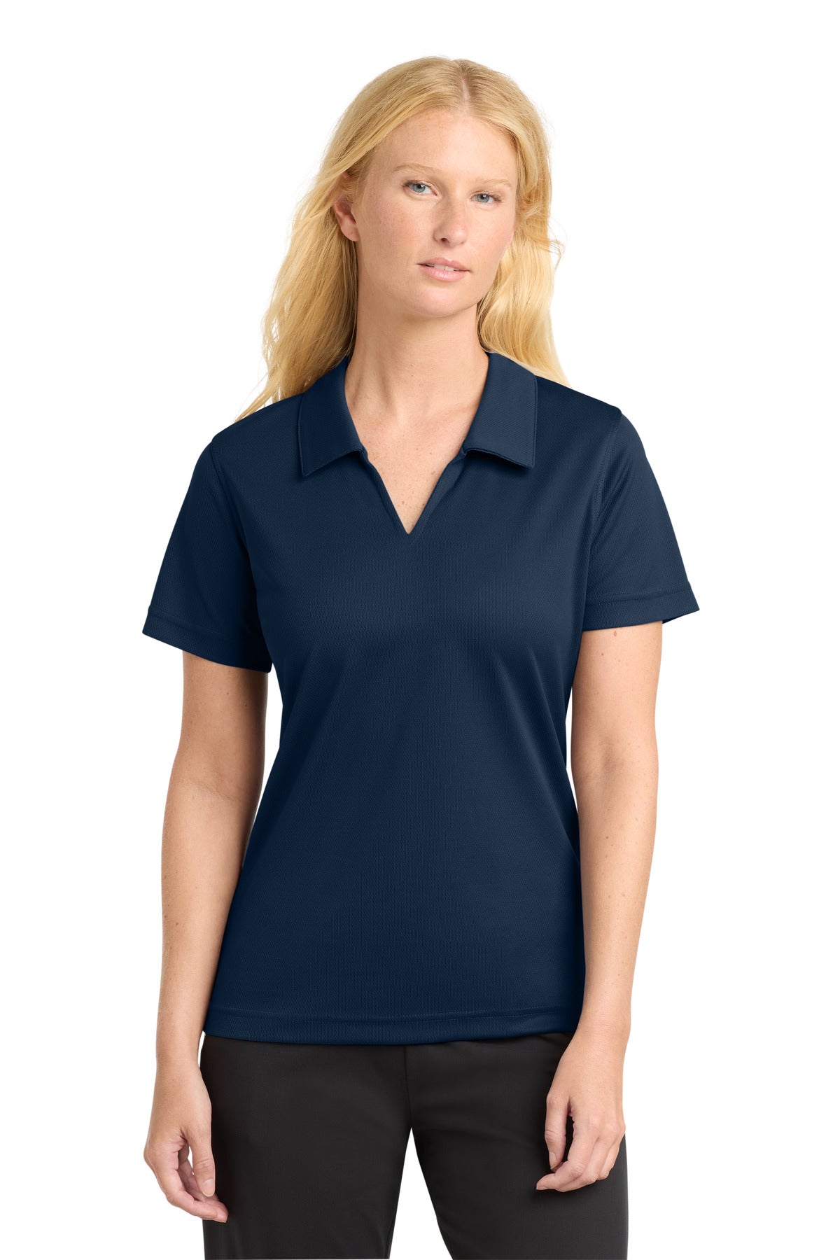 Sport-Tek Women's Dri-Mesh V-Neck Polo - Navy