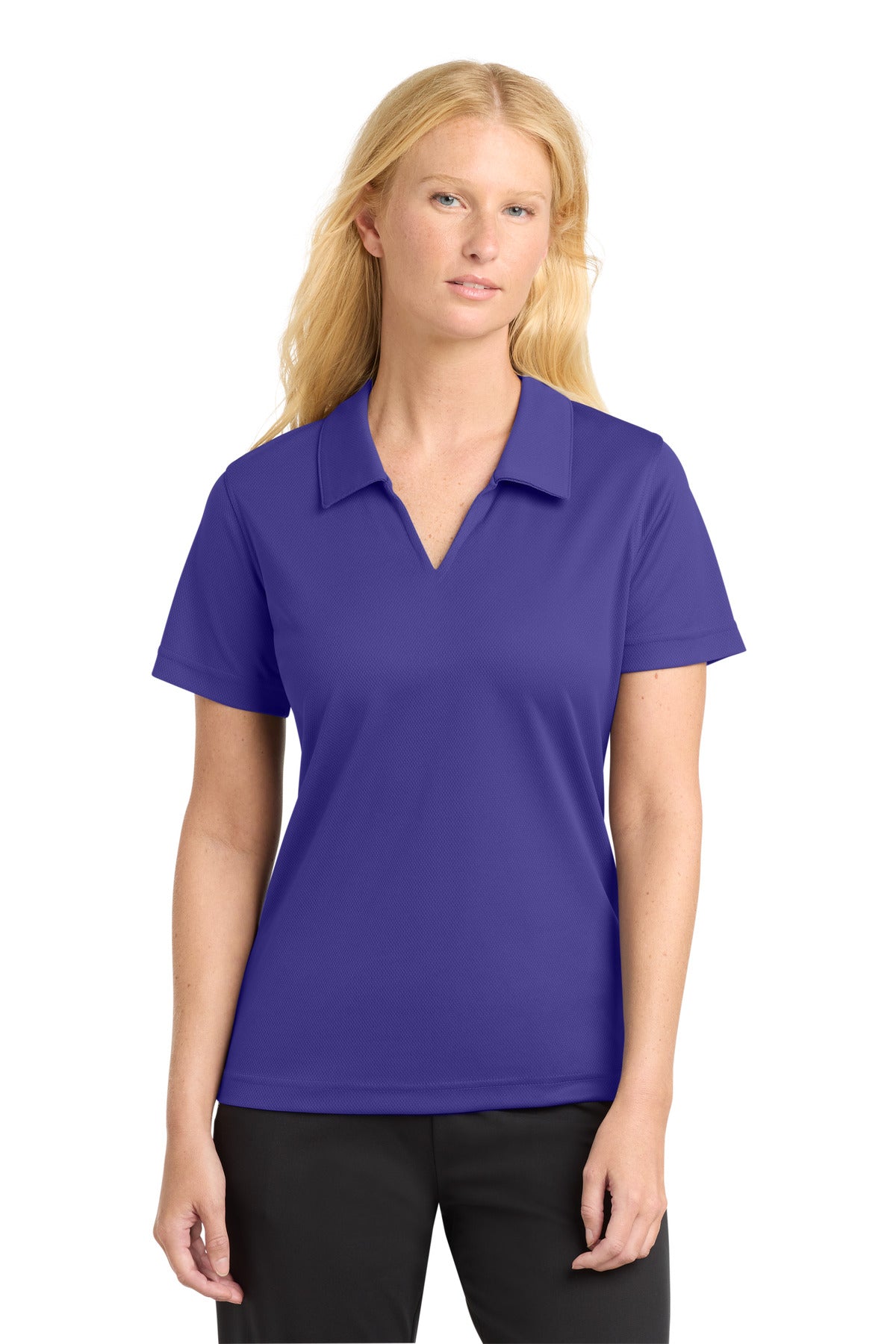 Sport-Tek Women's Dri-Mesh V-Neck Polo - Purple