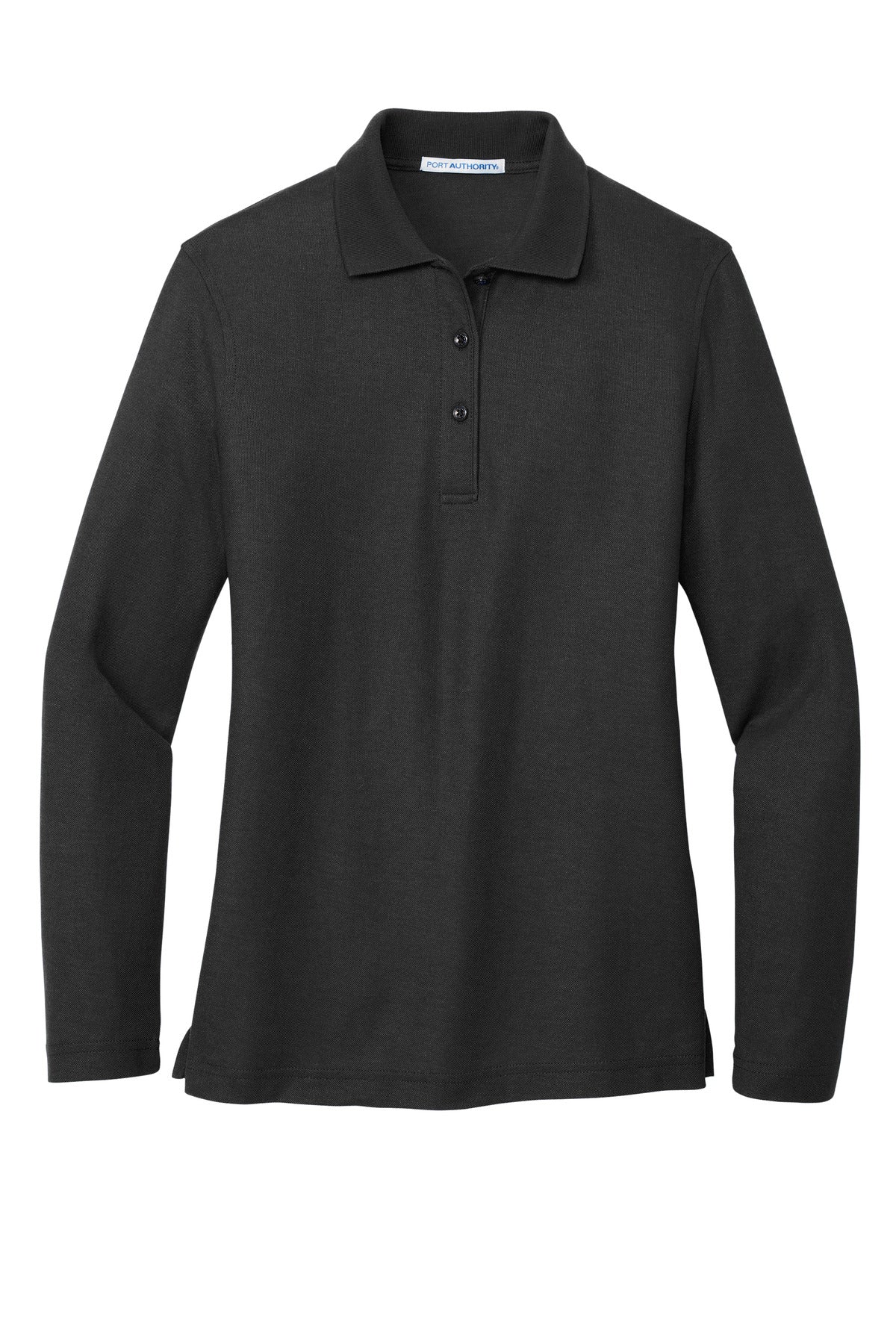 Port Authority Women's Silk Touch Long Sleeve Polo - Black