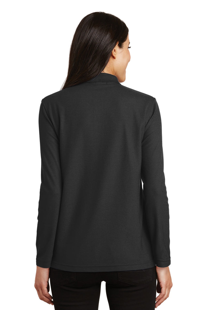 Port Authority Women's Silk Touch Long Sleeve Polo - Black