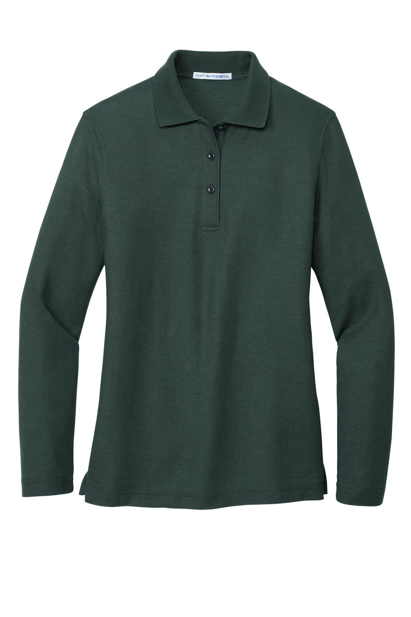 Port Authority Women's Silk Touch Long Sleeve Polo - Dark Green