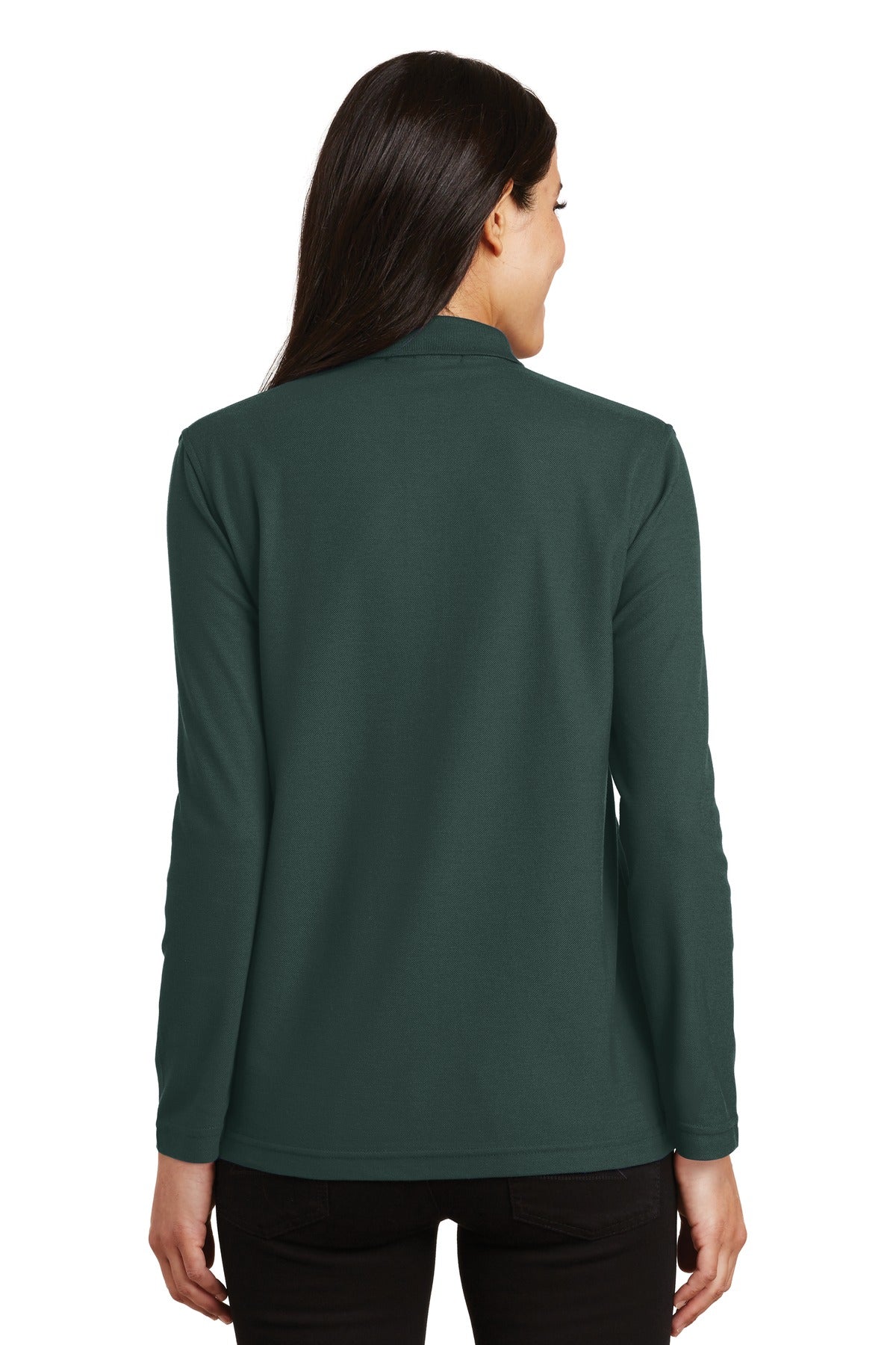 Port Authority Women's Silk Touch Long Sleeve Polo - Dark Green