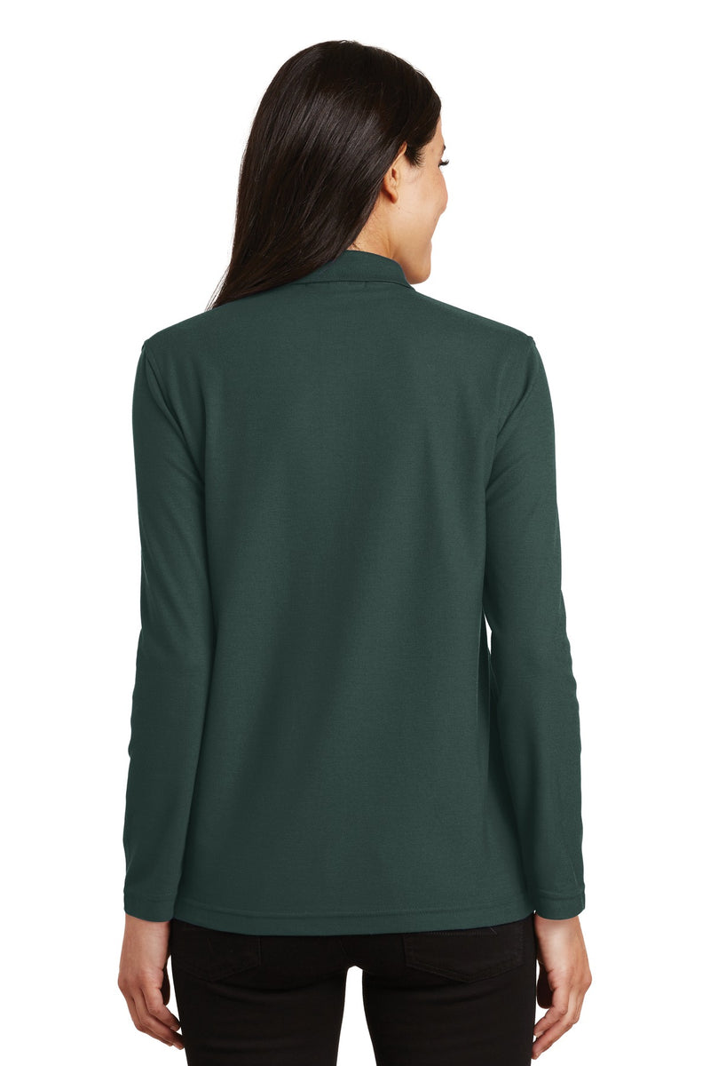 Port Authority Women's Silk Touch Long Sleeve Polo - Dark Green