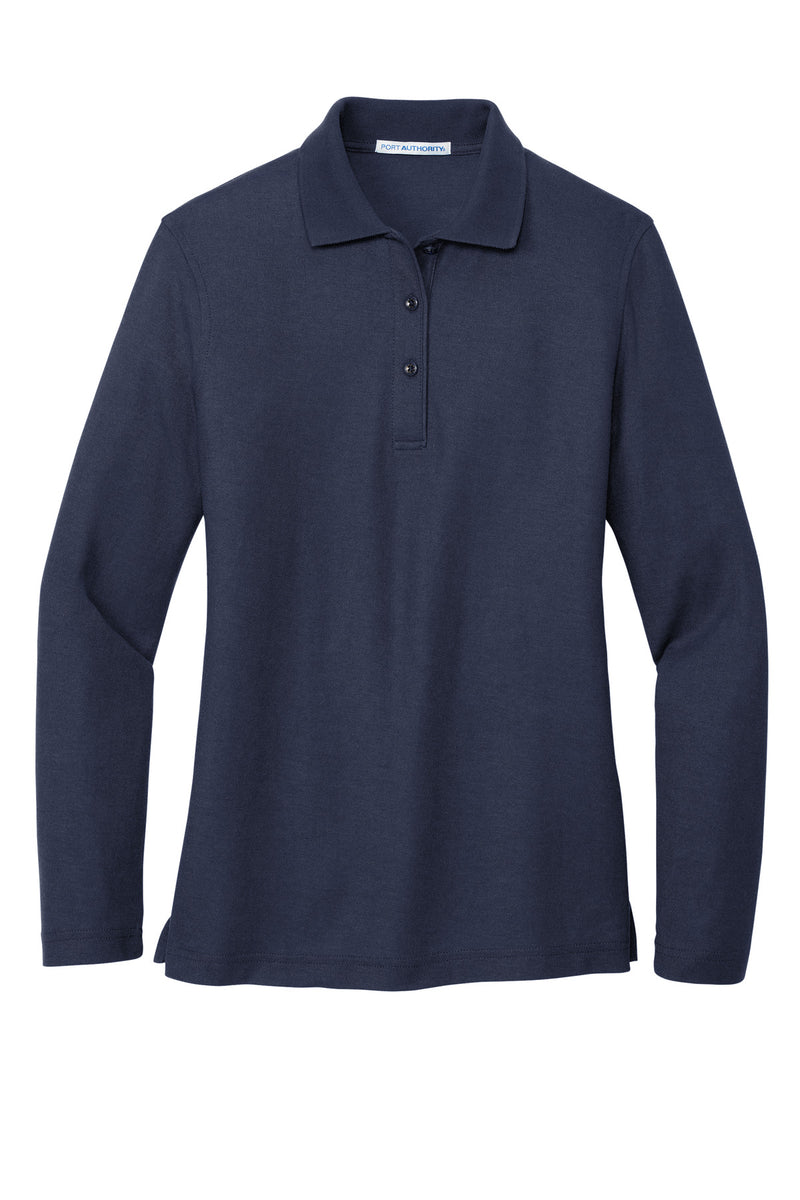 Port Authority Women's Silk Touch Long Sleeve Polo - Navy