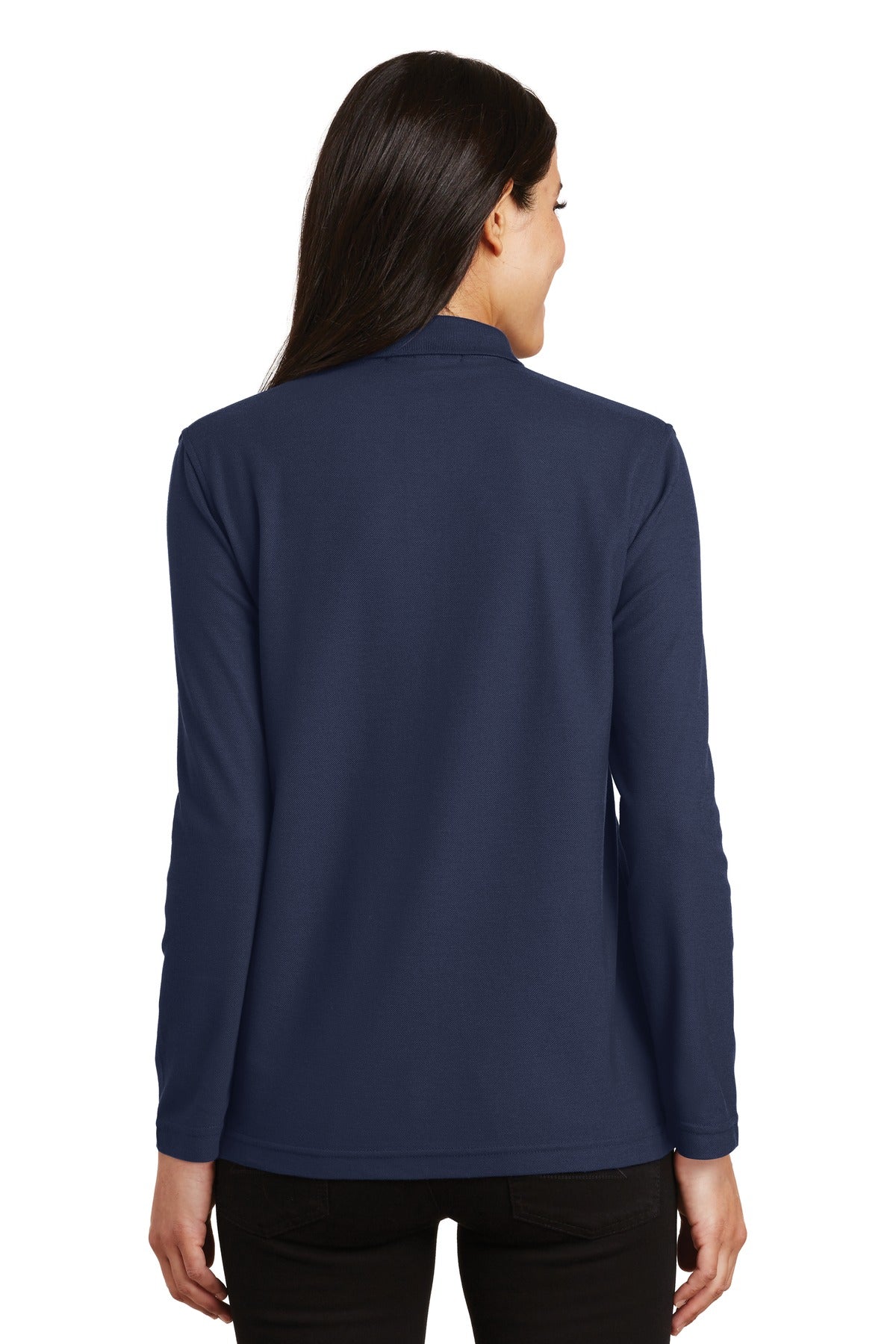 Port Authority Women's Silk Touch Long Sleeve Polo - Navy