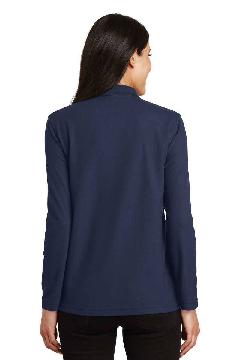 Port Authority Women's Silk Touch Long Sleeve Polo - Navy