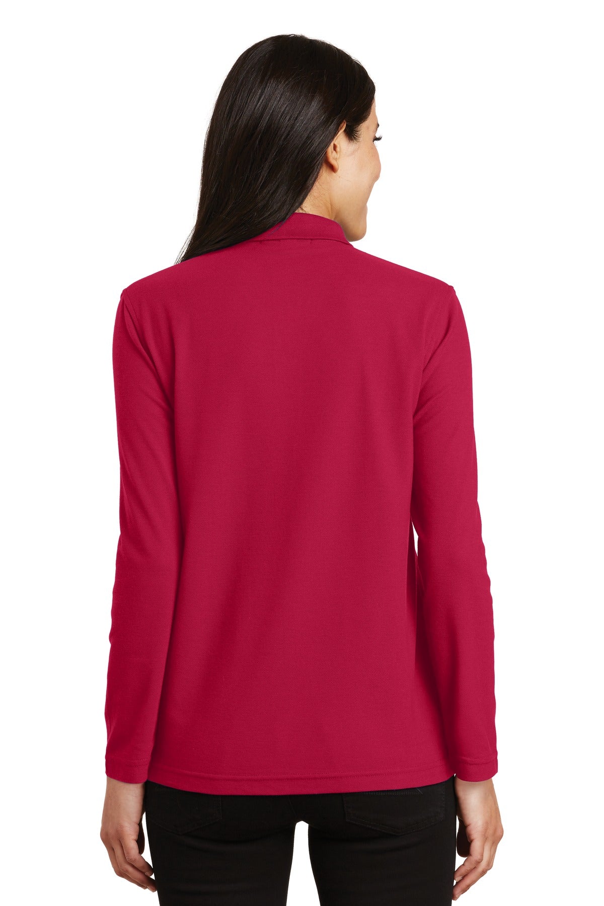 Port Authority Women's Silk Touch Long Sleeve Polo - Red