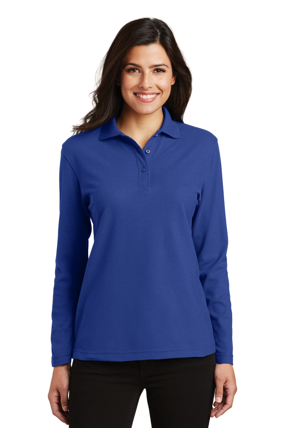 Port Authority Women's Silk Touch Long Sleeve Polo - Royal