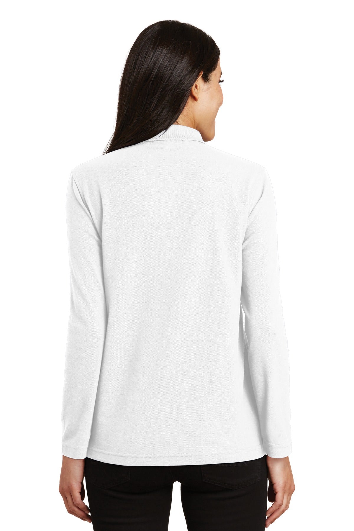 Port Authority Women's Silk Touch Long Sleeve Polo - White
