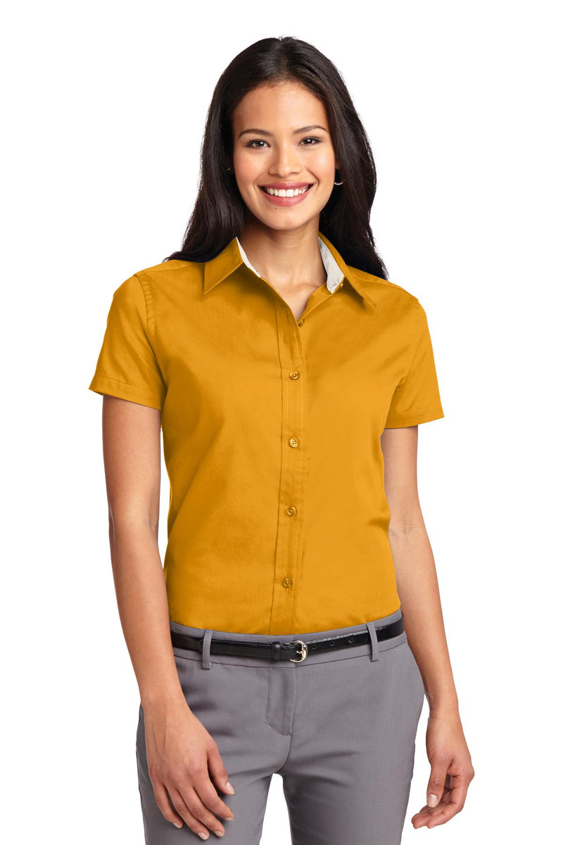 Port Authority Women's Short Sleeve Easy Care  Shirt - Athletic Gold/ Light Stone