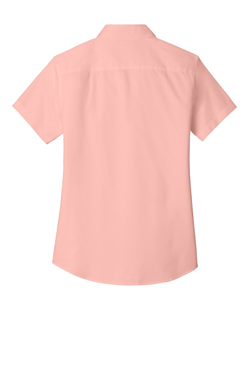 Port Authority Women's Short Sleeve Easy Care  Shirt - Light Pink flat back