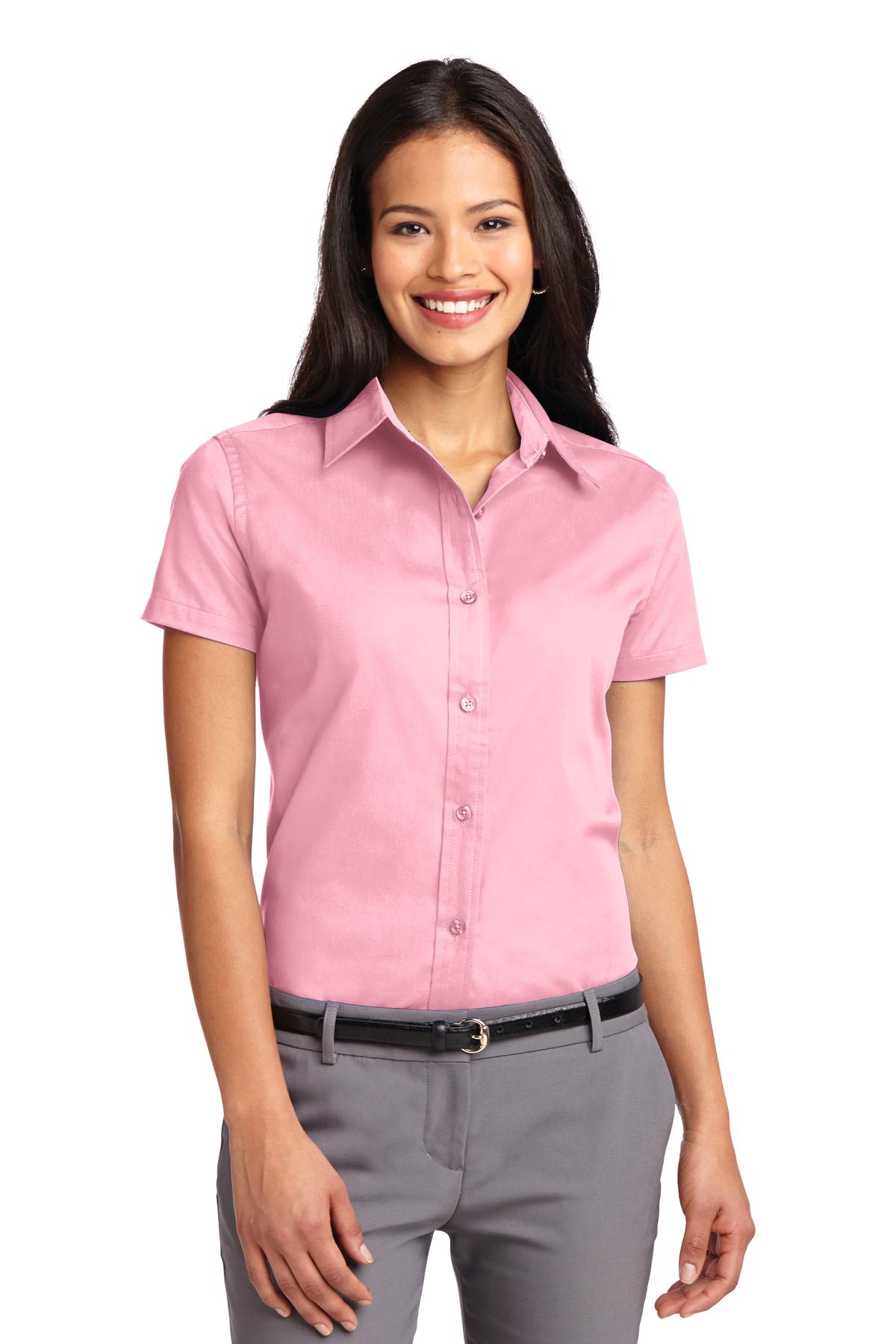 Port Authority Women's Short Sleeve Easy Care  Shirt - Light Pink