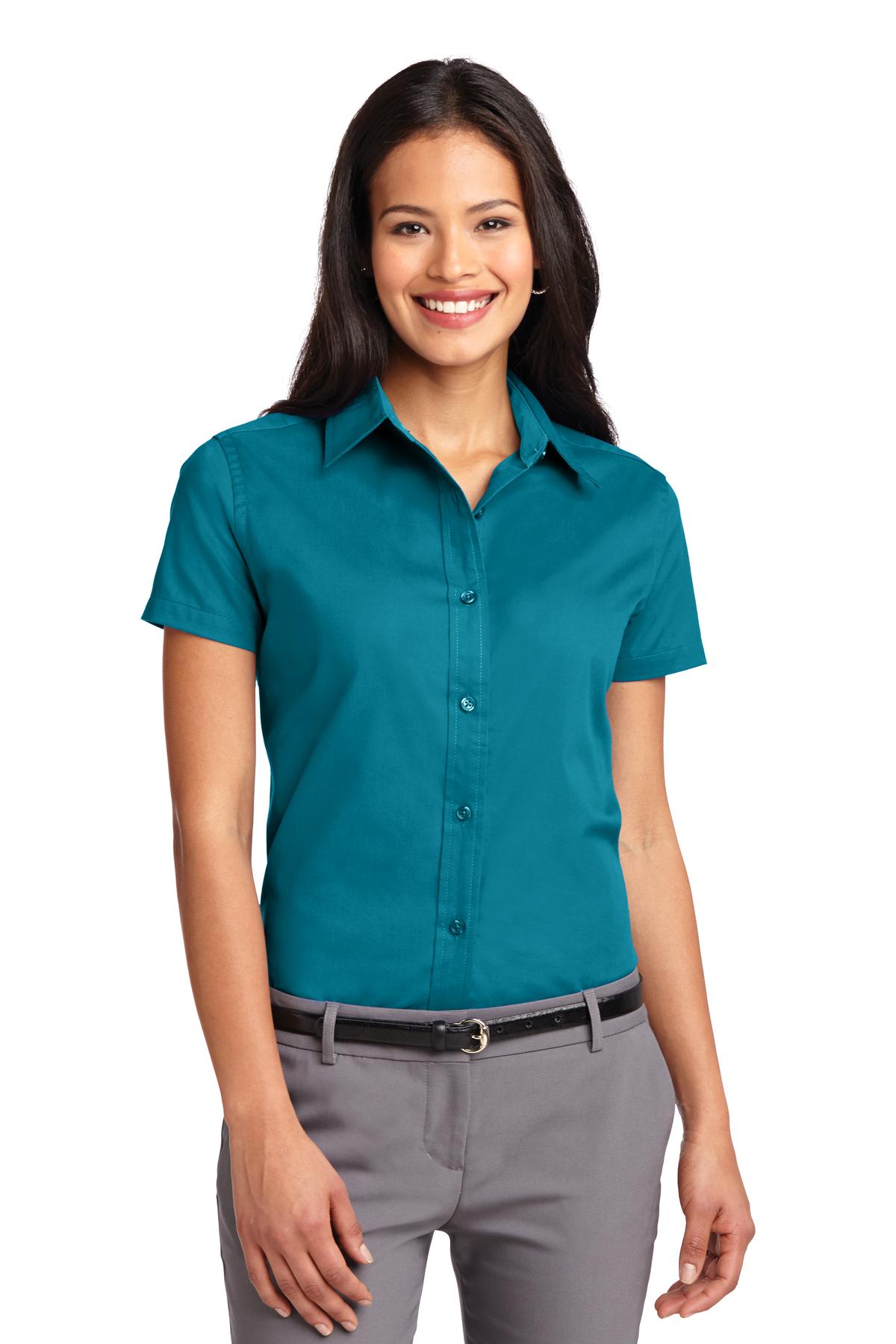 Port Authority Women's Short Sleeve Easy Care  Shirt - Teal Green