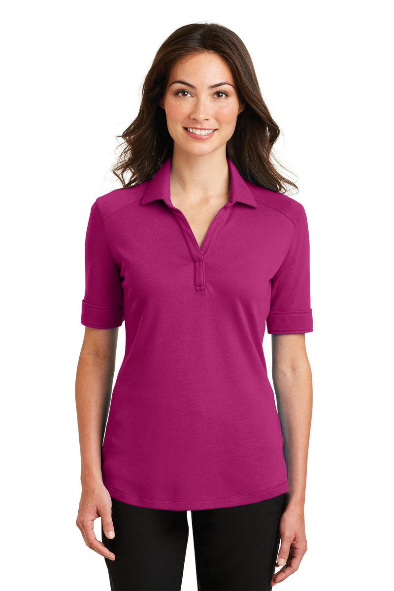 Port Authority Ladies Silk Touch Interlock Performance Polo - Pink Azalea