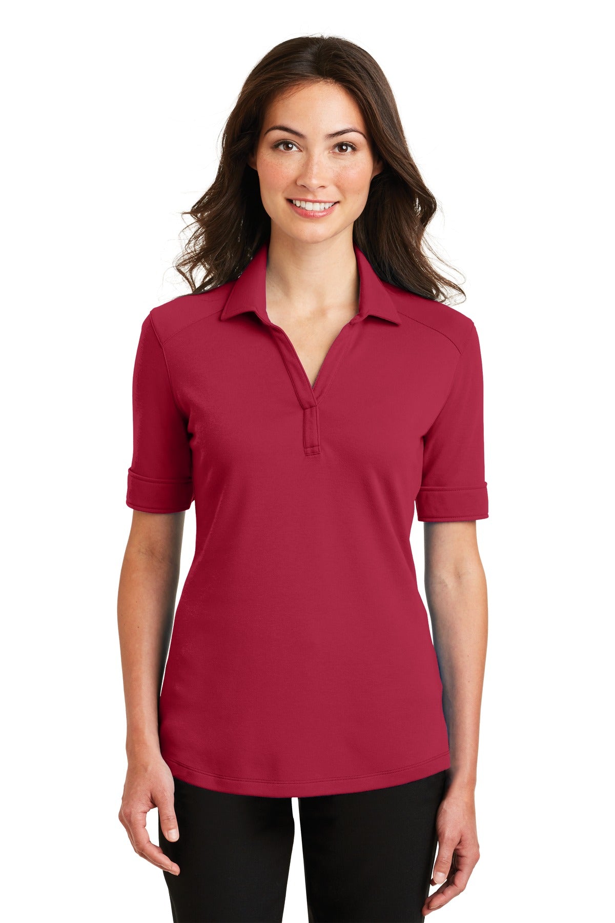 Port Authority Ladies Silk Touch Interlock Performance Polo - Rich Red
