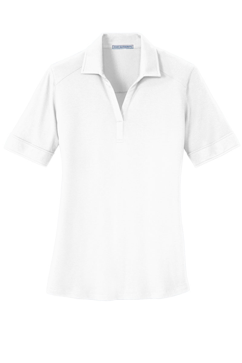 Port Authority Ladies Silk Touch Interlock Performance Polo - White