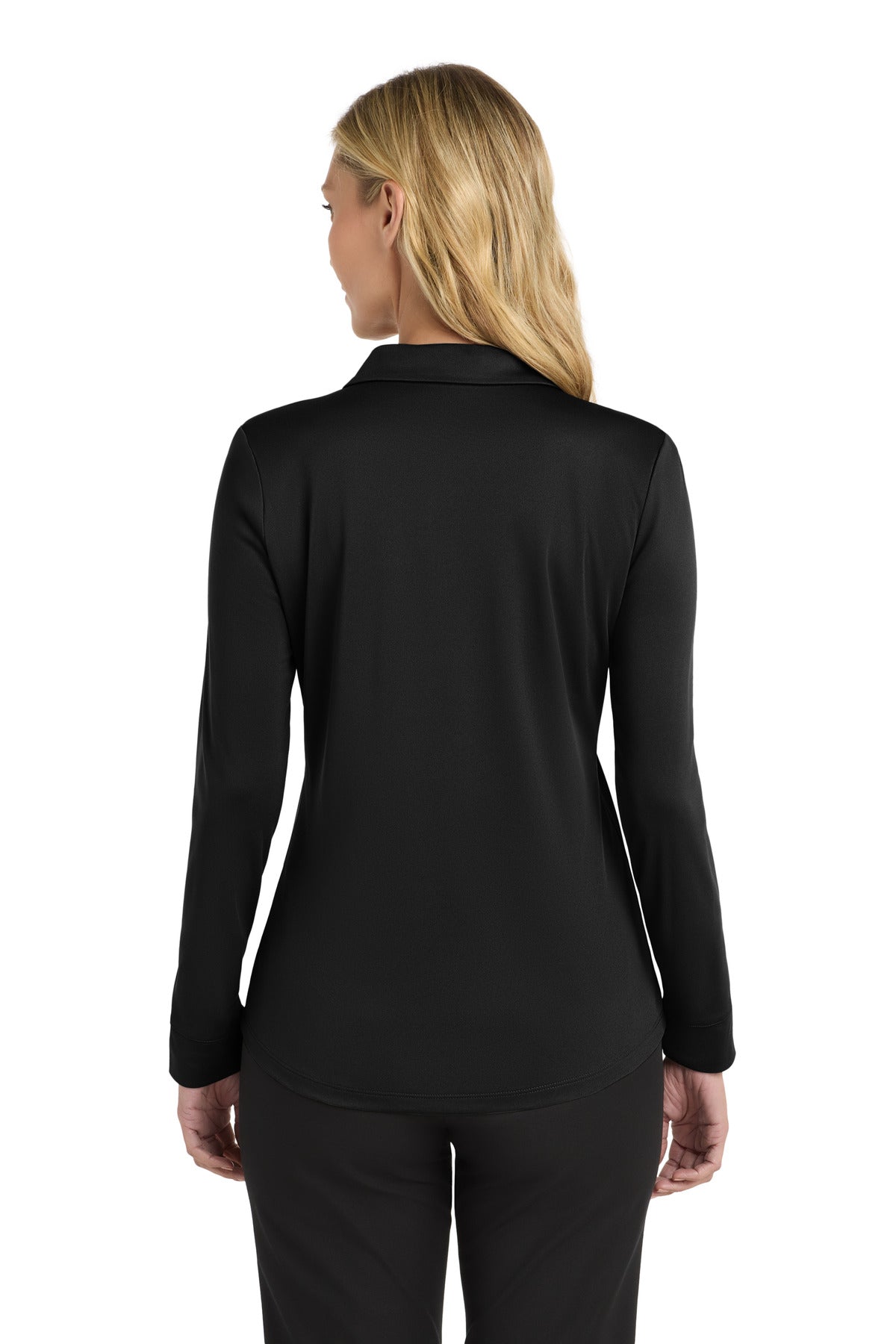 Port Authority  Women's Silk Touch   Performance Long Sleeve Polo - Black