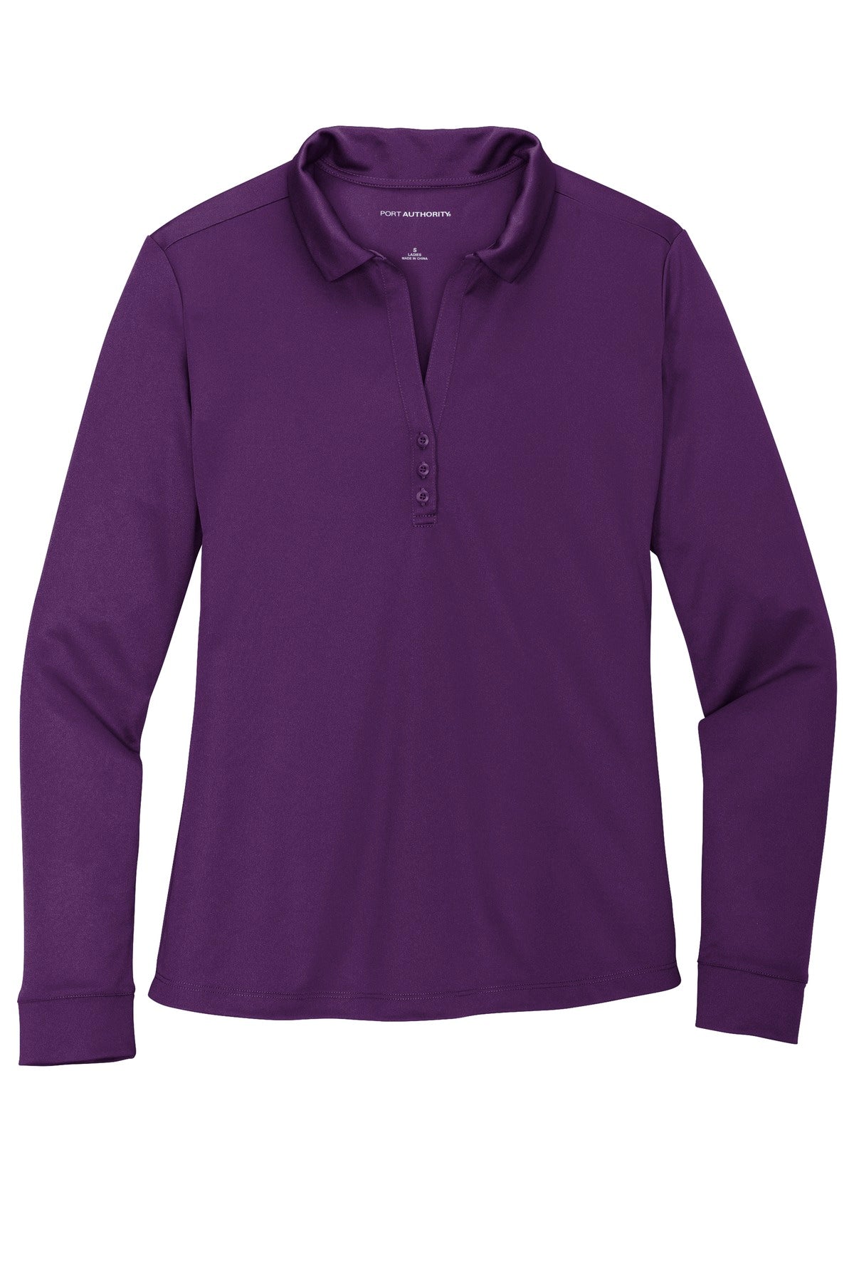Port Authority  Women's Silk Touch   Performance Long Sleeve Polo - Bright Purple