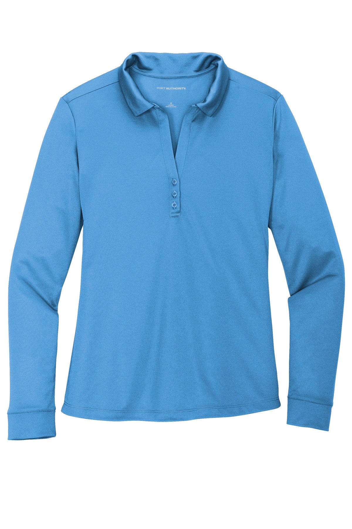 Port Authority  Women's Silk Touch   Performance Long Sleeve Polo - Carolina Blue