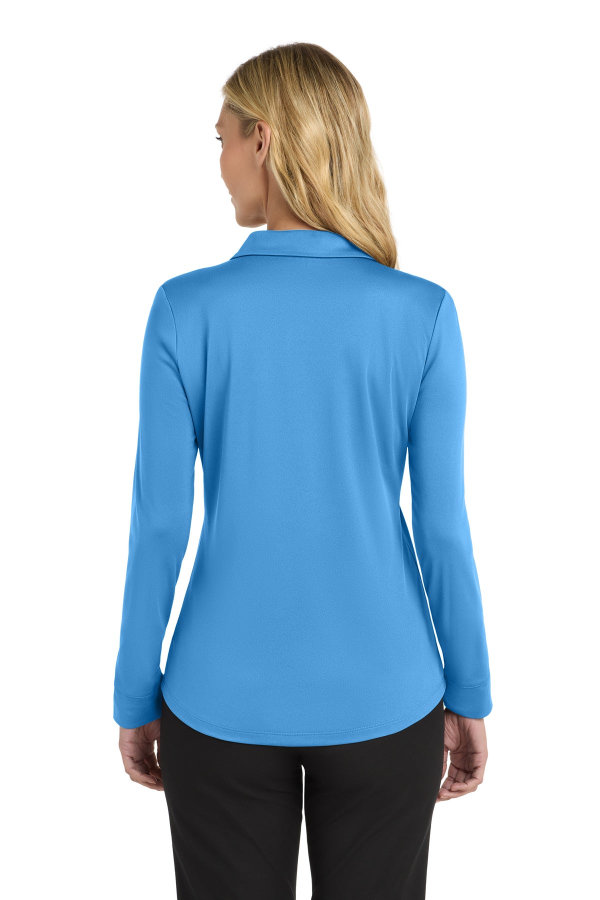 Port Authority  Women's Silk Touch   Performance Long Sleeve Polo - Carolina Blue
