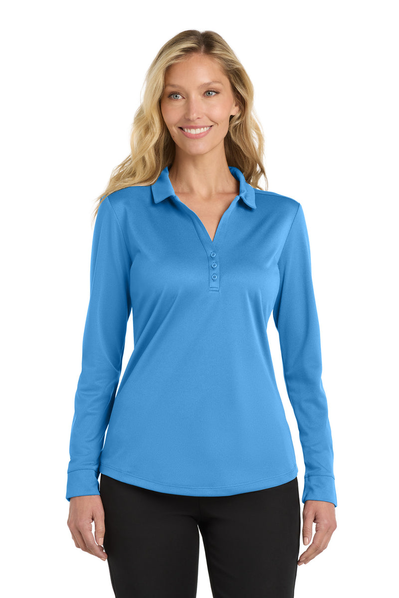 Port Authority  Women's Silk Touch   Performance Long Sleeve Polo - Carolina Blue