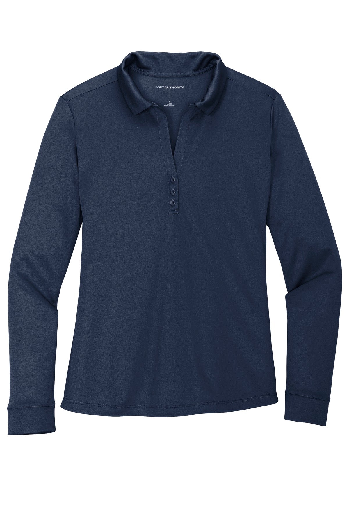 Port Authority  Women's Silk Touch   Performance Long Sleeve Polo - Navy