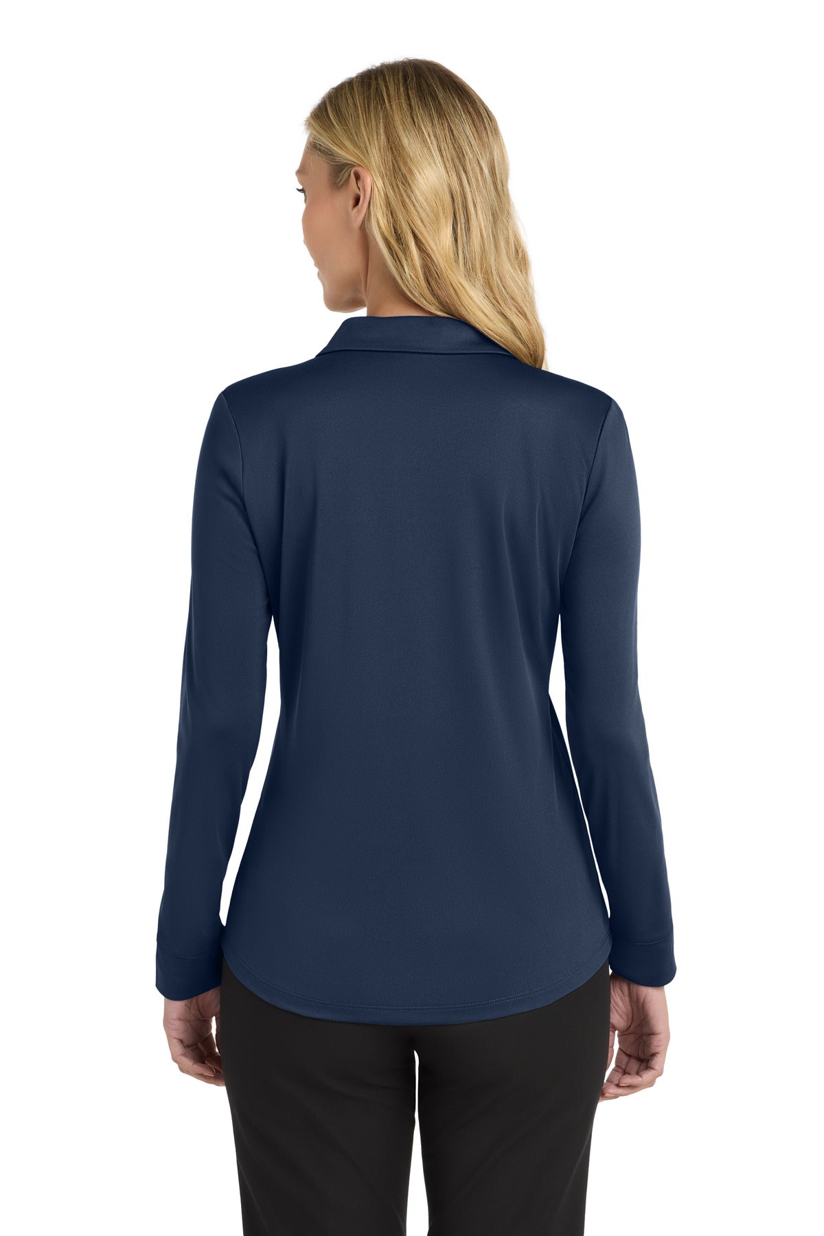 Port Authority  Women's Silk Touch   Performance Long Sleeve Polo - Navy