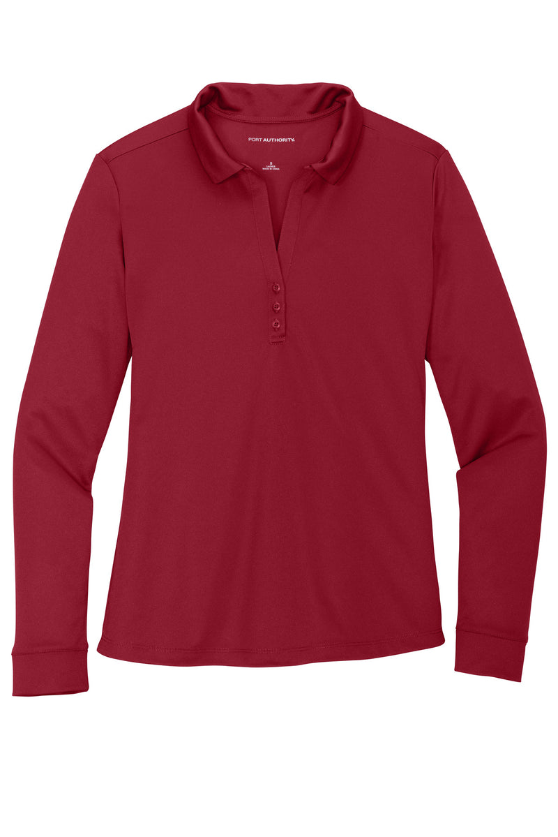 Port Authority  Women's Silk Touch   Performance Long Sleeve Polo - Red