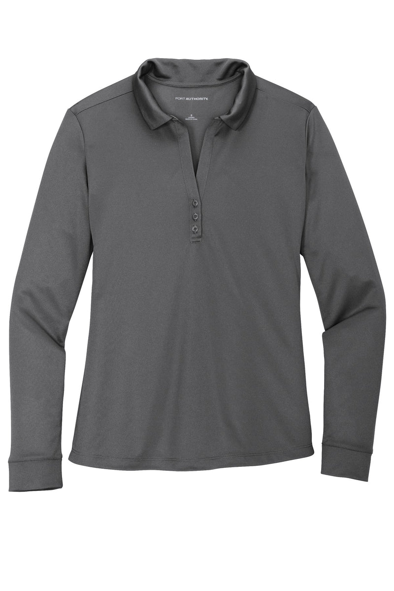 Port Authority  Women's Silk Touch   Performance Long Sleeve Polo - Steel Grey
