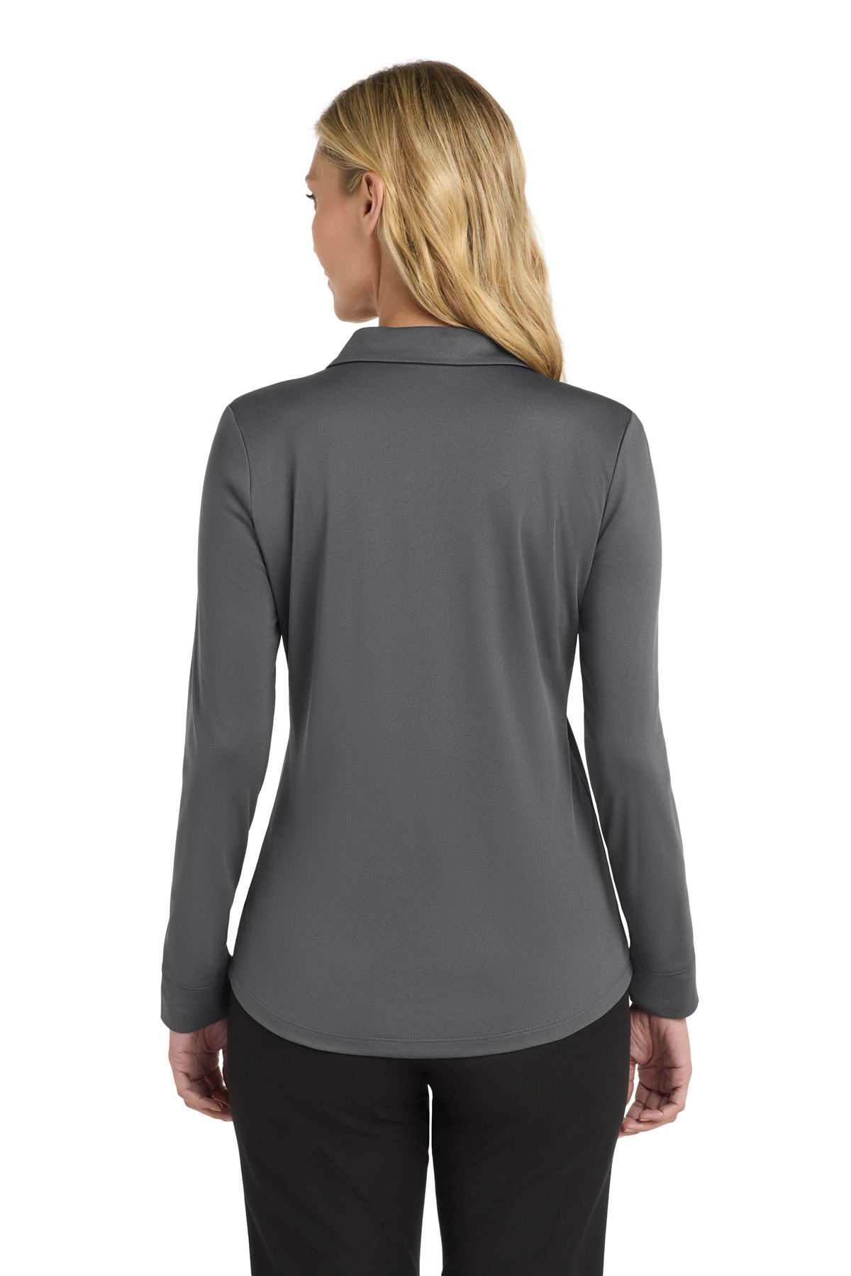 Port Authority  Women's Silk Touch   Performance Long Sleeve Polo - Steel Grey