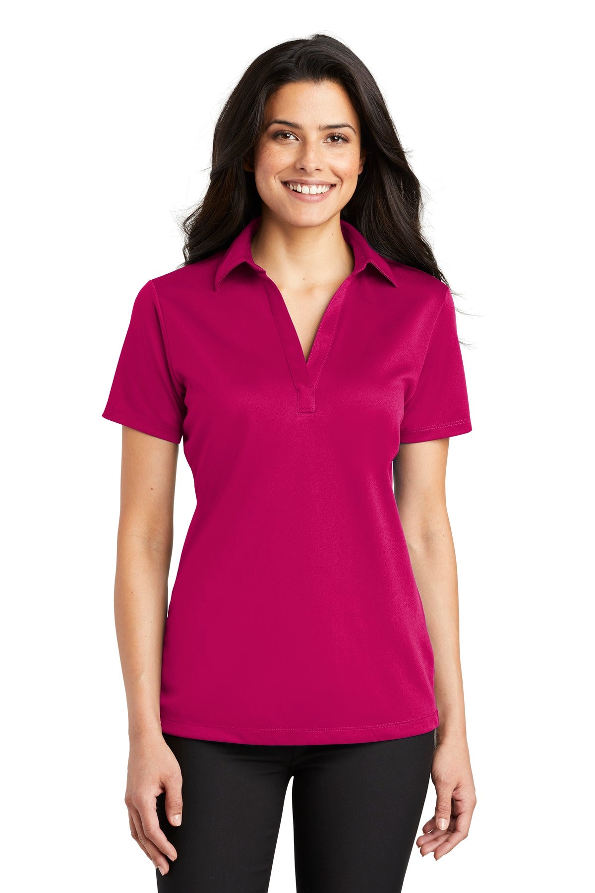 Port Authority Women's Silk Touch Performance Polo - Pink Raspberry
