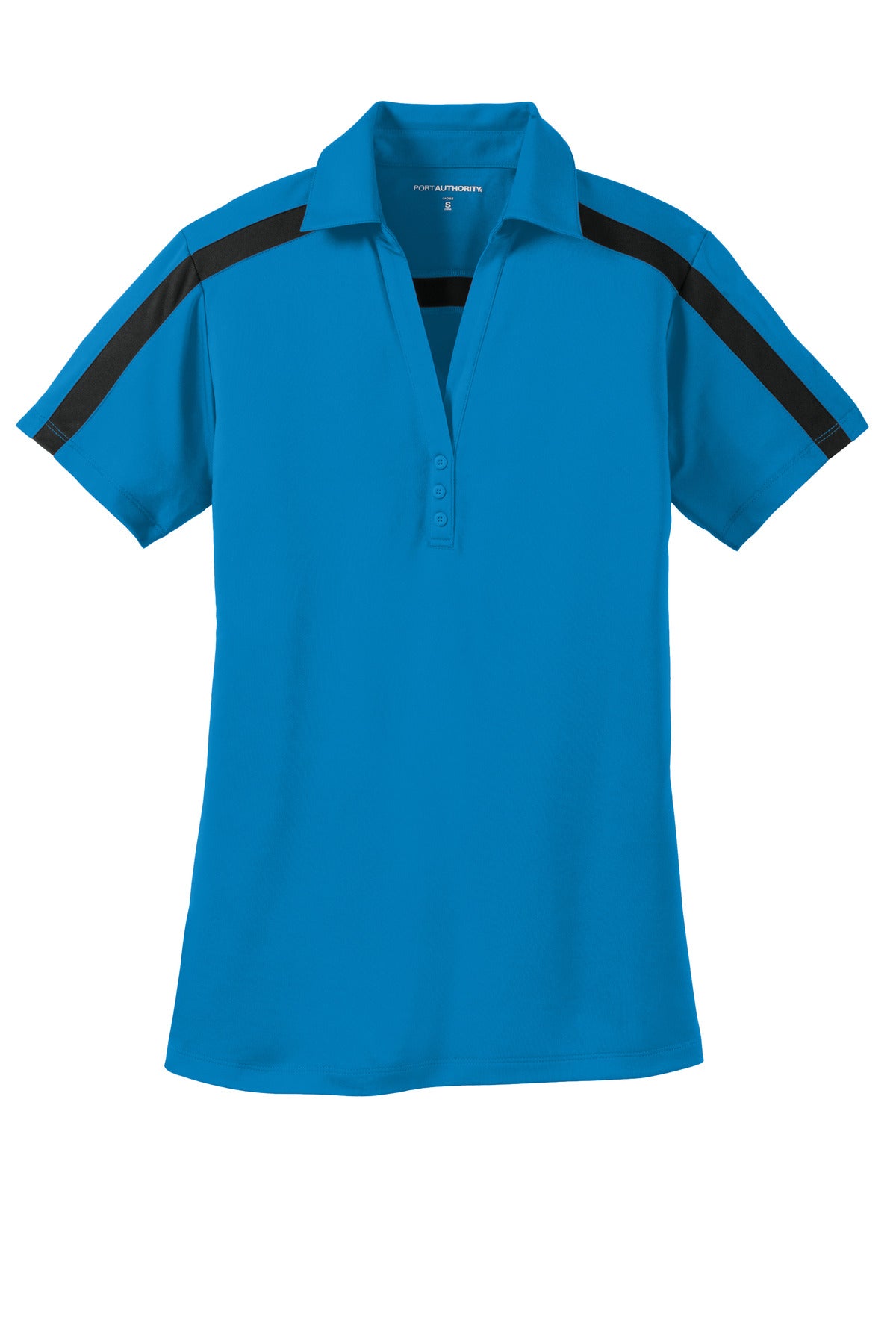 Port Authority Women's Silk Touch Performance Colorblock Stripe Polo - Brilliant Blue/ Black