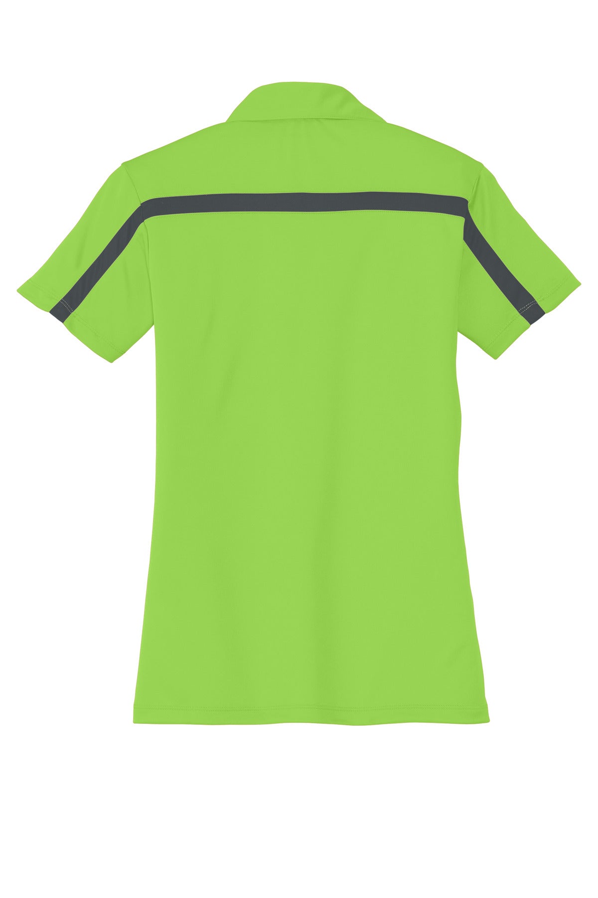 Port Authority Women's Silk Touch Performance Colorblock Stripe Polo - Lime/ Steel Grey