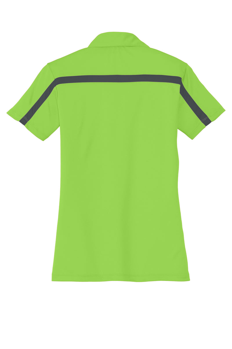 Port Authority Women's Silk Touch Performance Colorblock Stripe Polo - Lime/ Steel Grey