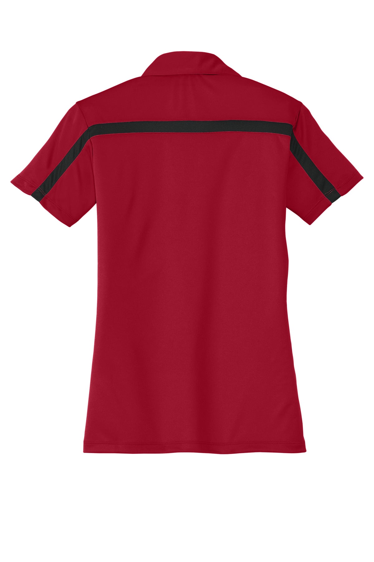 Port Authority Women's Silk Touch Performance Colorblock Stripe Polo - Red/ Black